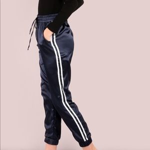 Dark Blue Satin Joggers